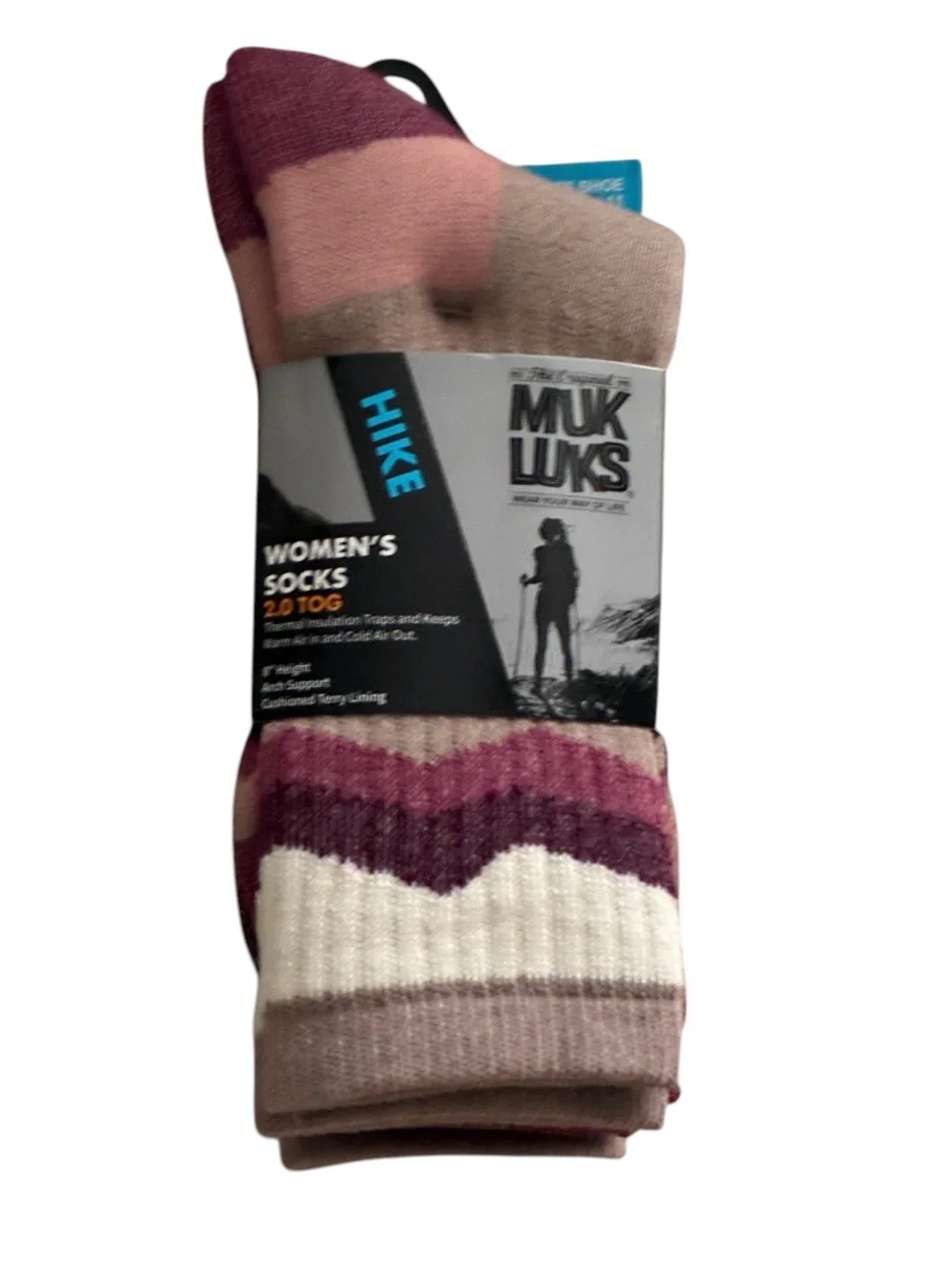 NWT Muk Luks 3 pack Women's Hike socks with a 2.0 TOG thermal insulation.